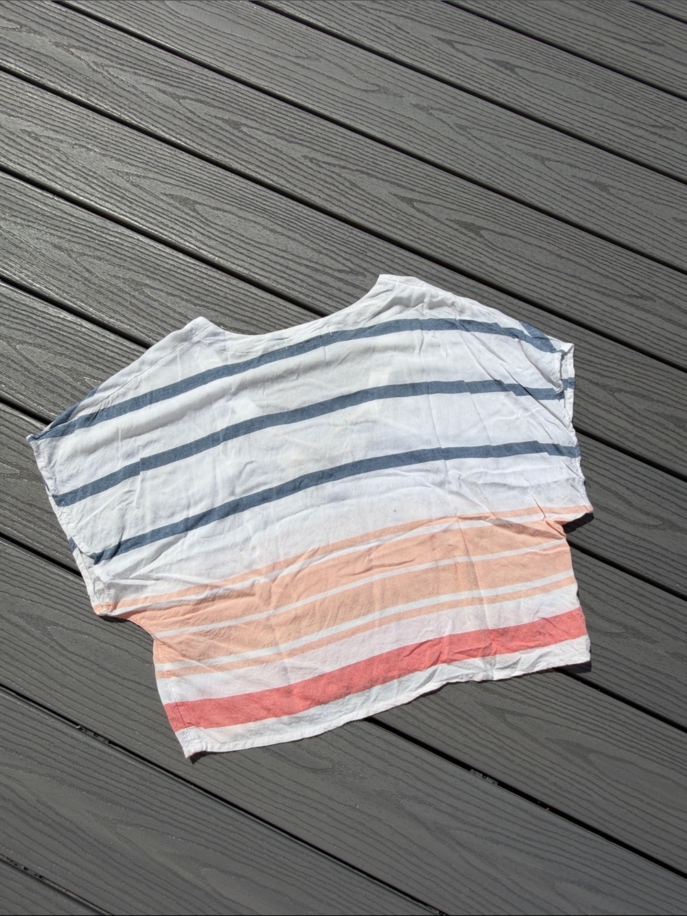 Ripcurl Striped Lace-Up Crop Top in White, Blue, Peach & Coral - Picture 5 of 5